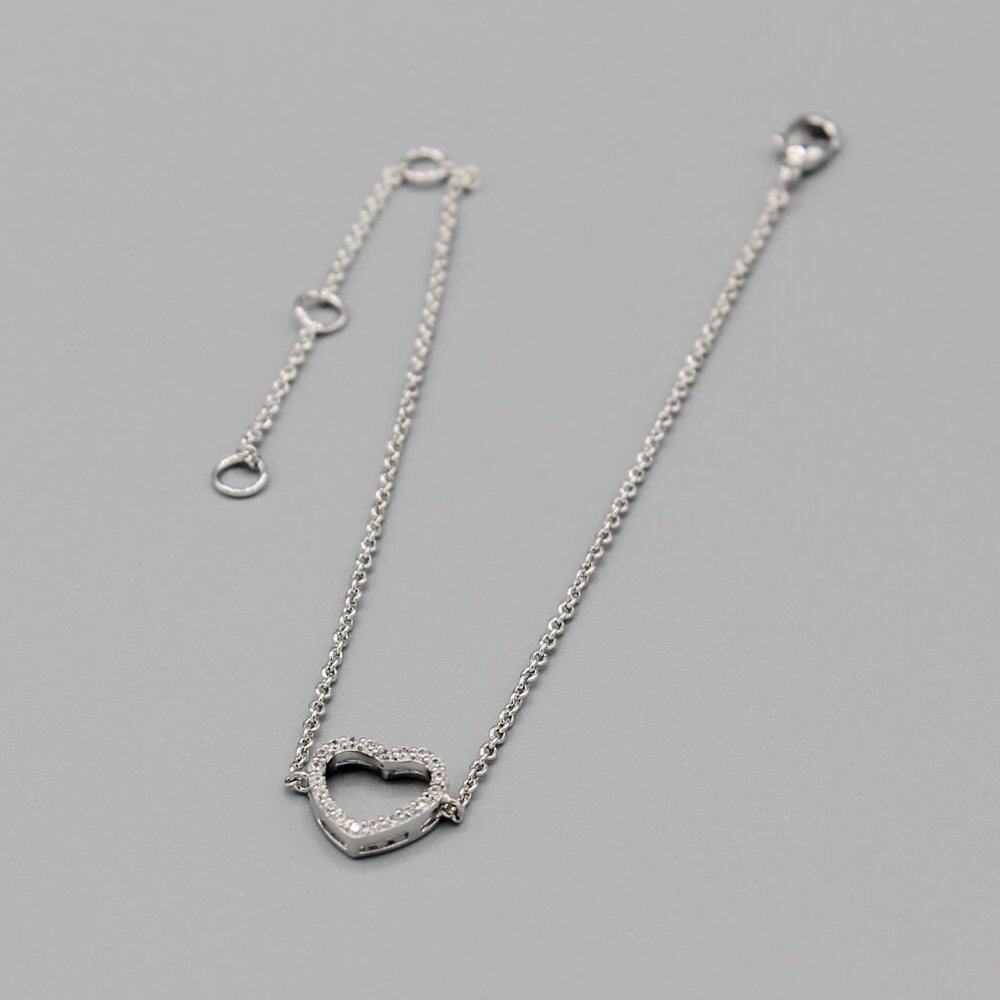 Jewelry bracelet love heart romantic silver plated sparkly stones elegant new - Picture 6 of 6